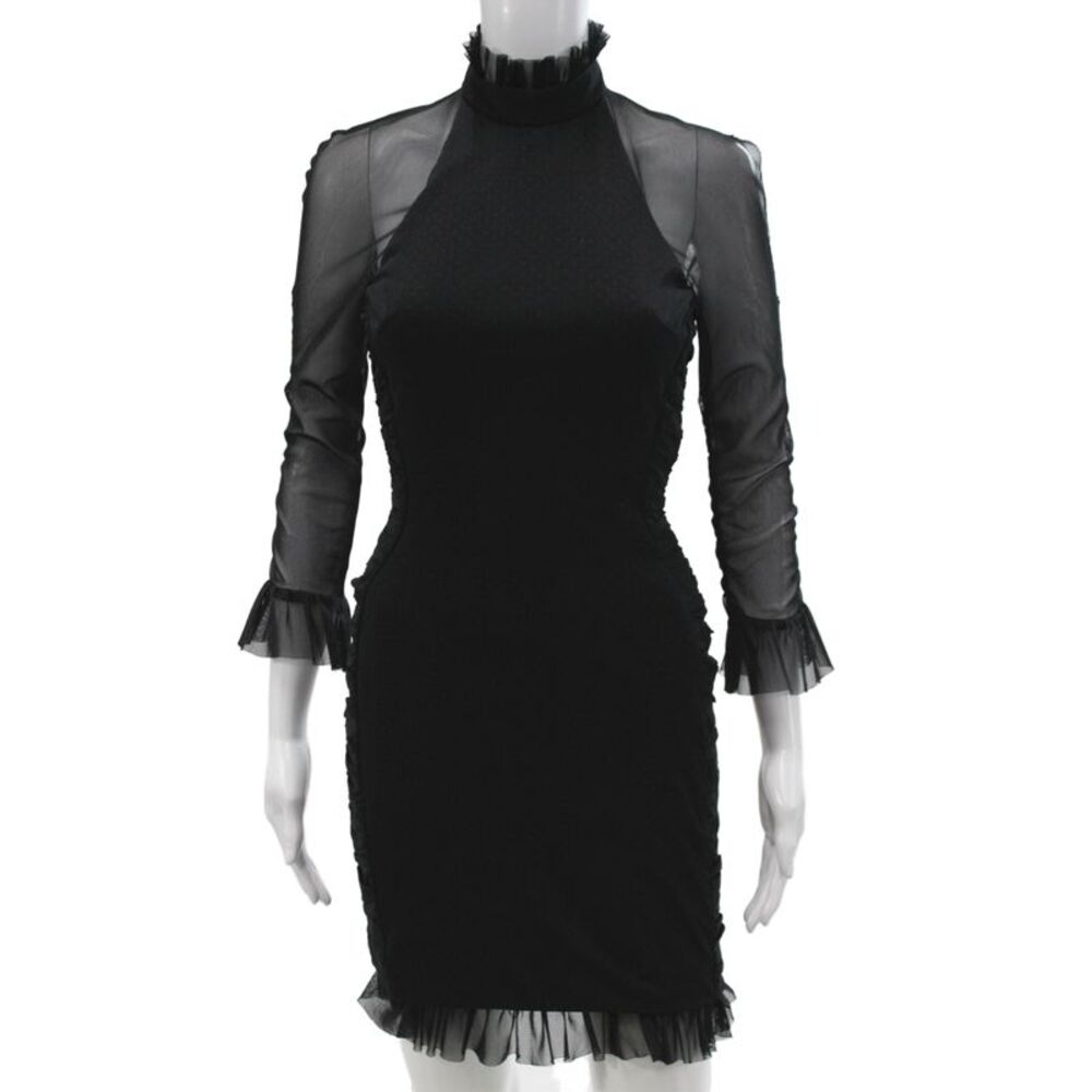 Nicholas Womens Bodycon Dress Black High Neck Long Sleeve Size 2